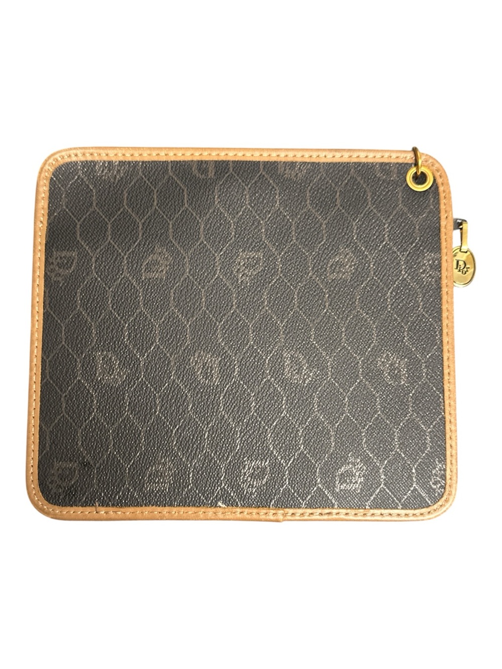 DIOR Honeycomb Monogram PVC Bucket Shoulder Crossbody Bag Brown Tan w/ Pouch - Picture 15 of 17